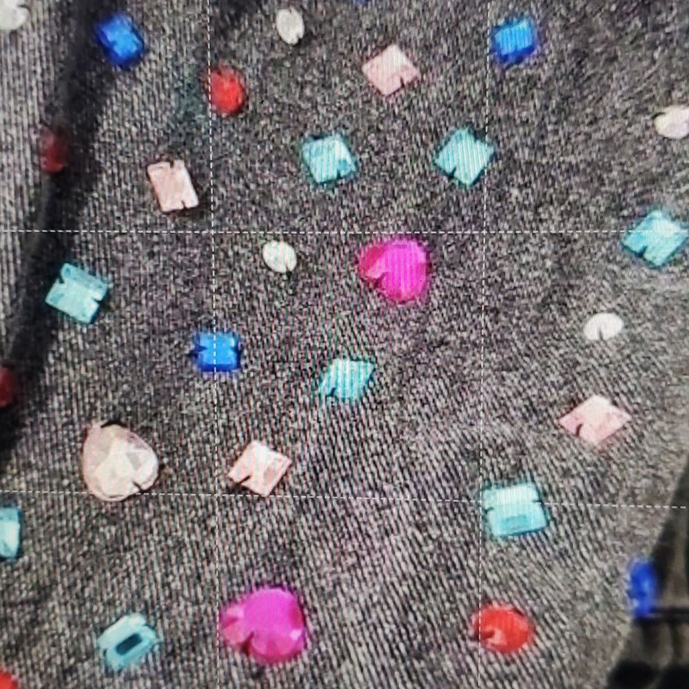 Rock Glam Rhinestone Studded Black Denim Jacket Bedazzled Vintage Size 10 - Picture 15 of 15